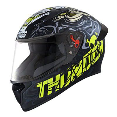 Studds Thunder Full Face Helmet D9 with Clear Visor (Matt Black N5, XL)