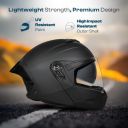 Studds Trooper ISI and DOT Certified Matt Finish Flip-up Full Face Helmet for Men and Women Matt Black L, Motorcycling...