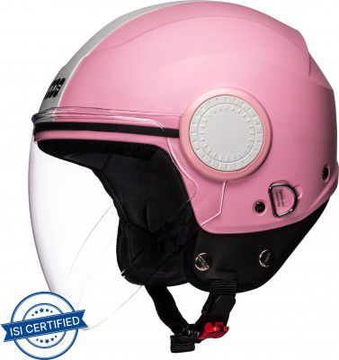 STUDDS URBAN OPEN FACE PINK- M Motorsports Helmet (Pink White Strip)