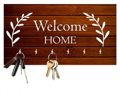 Studio Shubham Wooden Welcome Home Key Holder (23.4cm X 12.8cm X 3cm Brown)