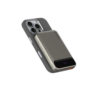 Stuffcool Click 10000mAh Slim Magnetic Wireless Powerbank Natural Titanium Finish Perfect