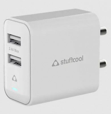 Stuffcool Flow 12W Type A 2-Port Charger (Adapter Only, Over Temperature Protection, White)
