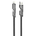 Stuffcool Quad Pro 4 in 1 Metal Flat Braided Indestructible Cable 1.5m 60W with lightning to type C, type C to C, Lighting to type A compatible for iPhones, iPads, Macbooks, Type C Laptops (Grey)...