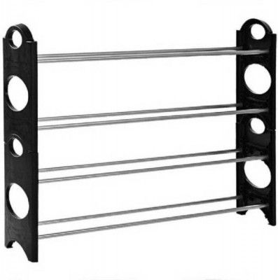 stupefying Modern Home Best Shoe Rack Plastic Collapsible Shoe Stand  (Black, 4 Shelves, DIY(Do-It-Yourself))