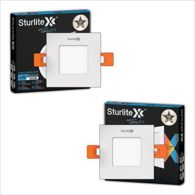 Sturlite Eco LYF 4W Square LED Downlight| Cool White Color Temperature - (Pack of 2)