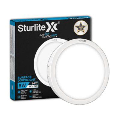 Sturlite S-FIT 8W Round LED Surface Light| 6500k Cool White Color Temperature| 640 Lumens with CRI Tech for Accurate Color Representation -