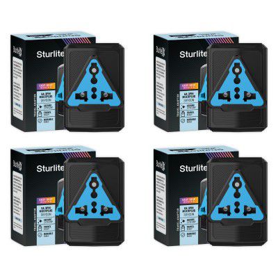 Sturlite SKYCON 6Amps 3 Pin Plug| Universal AC Travel Adapter| ABS Strong Body Socket - (Black) (Pack of 4)