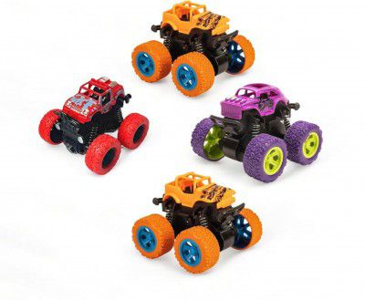 Stylbase Monster Truck Baby Boy Toys Friction Powered Baby Toy Car 2-3 Years (Pack of 4)