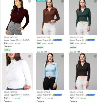 Style Prezone Womens Tops Starts @ Rs 189