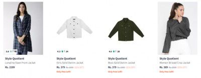 Style Quotient Jackets upto 85% off starting From Rs.387