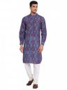 Style Quotient Men Navy Blue Ethnic Motifs Printed Thread Work Kurta...