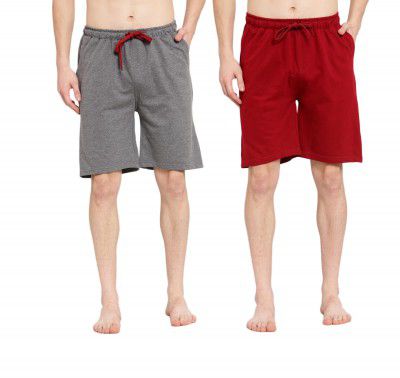 Style Quotient Men Pack of 2 Black White Cotton Lounge Shorts