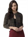 Style Quotient Women Black & Golden Self Design Shrug...