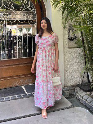 Stylecast X Hersheinbox Floral Print Puff Sleeve Maxi Dress
