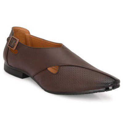 Stylelure Ethnic Premium Leather Black Formal Peshawari sandals|Summer|Trendy Slip-On Outdoors For Men (Black)