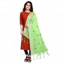 StyleScope Women's Cotton Blend Silver Zari Boarder Embroidered Dupatta With Tassels (2.10 Mtr)...
