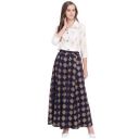 Stylum Women's Gold Printed Rayon Short Shirt & Skirt Set...