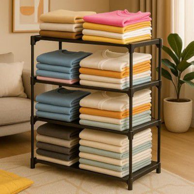 SUBEKYU Collapsible Wardrobe 4 Shelves Storage Clothes