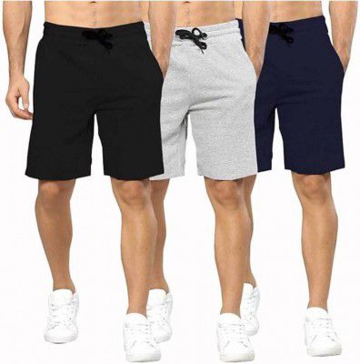 Subhashini Garments  Pack of 3 Solid Men Multicolor Bermuda Shorts