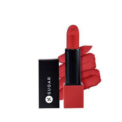 SUGAR Cosmetics Glide Peptide Serum Lipstick with Hyaluronic Acid & Vitamin E | Velvet Matte Finish | Long Lasting & Pigmented | 1 Swipe Full Coverage | 4.2gm - 04 Cairo Crimson