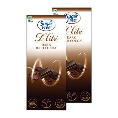 Sugar Free D'lite Zesty Orange Flavour Dark Chocolate Bar, 80g (Pack of 2)