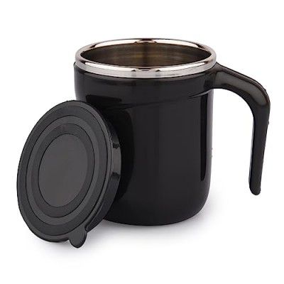 SUGAR Homeware Stainless Steel Double Wall Tea Coffee Cups and Mugs (Teatime 180ml, Black)