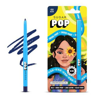 SUGAR POP 16Hr Longwear Kajal | Waterproof & Smudge-Proof | Intense Matte Finish | 0.3gm - 02 Blue