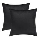 Sugarchic Pack of 2, Velvet Soft Solid Decorative Pillow Cushion Covers, Covers Only (16 x 16 Inch, Black)...