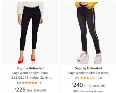 Sugr by Unlimited Womens Jeans Starts ₹225