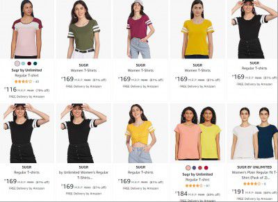Sugr by Unlimited Women's T-Shirt Upto 81% Off | Starts ₹122