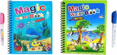 Sui Generis Magic Water Drawing Board Book, Reusable Coloring Book Toys For Kids (Pack of 2)