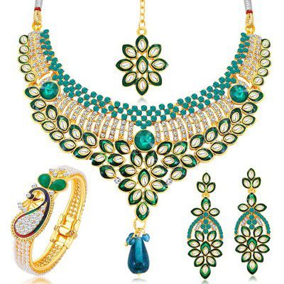 Sukkhi Attractive Gold Plated Necklace Kada Combo Set