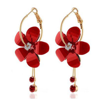 Sukkhi Crystals from Swarovski Womens/Girls Drop Down Gold Plated Brass Floral Earring (Yellow, Red, E81054)