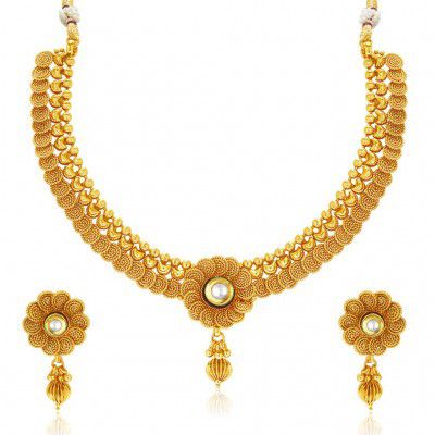 Sukkhi Eye-Catchy Jalebi Design Gold Plated Necklace Set For Women