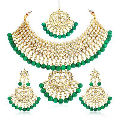 Sukkhi Glorious Kundan Gold Plated Choker Necklace Set for Women