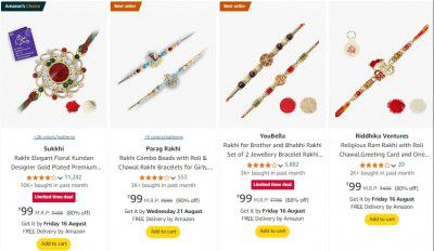 Sukkhi Gold Plated Rakhi With Roli Chawal & Greeting Card @99