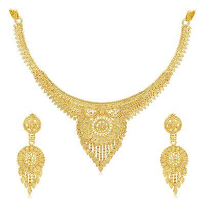 Sukkhi Lovely 24 Carat Gold Plated Choker Necklace Set for Women (SKR67372)