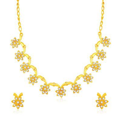 Sukkhi Ravishing Gold Plated Wedding Jewellery Austrian Diamond Necklace Set for Women (N82917)