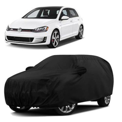 Sulfar 100% Water Resistant Car Body Cover Compatible with Mirror for Volkswagen GTI (Triple Stitched, Full Bottom Elastic, Black)