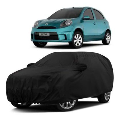 Sulfar 100% Water Resistant Car Body Cover Compatible with Mirror for Nissan Micra Active (Triple Stitched, Full Bottom Elastic, Black)