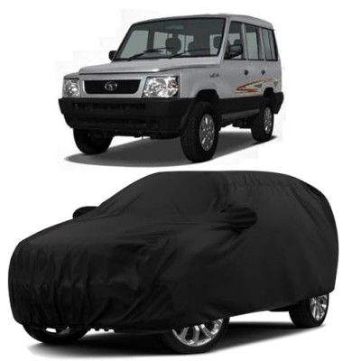 Sulfar 100% Water Resistant Car Body Cover Compatible with Mirror for Tata Victa (Triple Stitched, Full Bottom Elastic, Black)