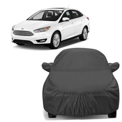 Sulfar 100% Water Resistant Car Body Cover Compatible with Mirror for Ford Focus (Triple Stitched, Full Bottom Elastic, Dark Grey)