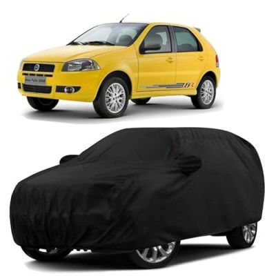 Sulfar 100% Water Resistant Car Body Cover Compatible with Mirror for Fiat Palio D (Triple Stitched, Full Bottom Elastic, Black)
