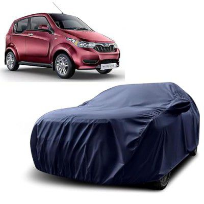Sulfar 100% Water Resistant Car Body Cover Compatible with Mirror for Mahindra e2o (Triple Stitched, Full Bottom Elastic, Navy Blue)