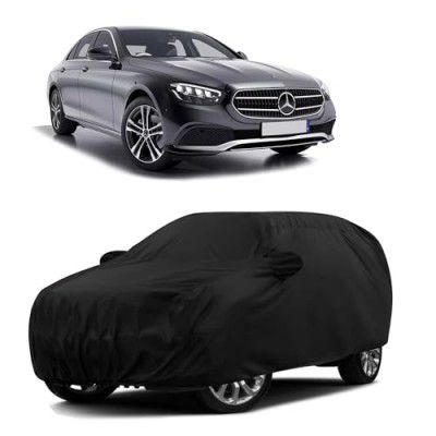 Sulfar 100% Water Resistant Car Body Cover Compatible with Mirror for Mercedes Benz E200 (Triple Stitched, Full Bottom Elastic, Black)