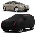 Sulfar 100% Water Resistant Car Body Cover Compatible with Mirror for Hyundai Sonata Transform (Triple Stitched, Full Bottom Elastic, Black with Red Piping)...