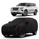 Sulfar 100% Water Resistant Car Body Cover Compatible with Mirror for Nissan Patrol (Triple Stitched, Full Bottom Elastic, Black with Red Piping)...