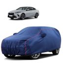 Sulfar 100% Water Resistant Car Body Cover Compatible with Mirror for BMW 2 Series Gran Coupe (Triple Stitched, Full Bottom Elastic, Blue Tafetta with Red Piping)...