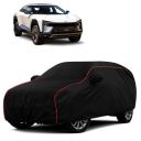 Sulfar 100% Water Resistant Car Body Cover Compatible with Mirror for Mahindra BE 6 (Triple Stitched, Full Bottom Elastic, Black with Red Piping)...