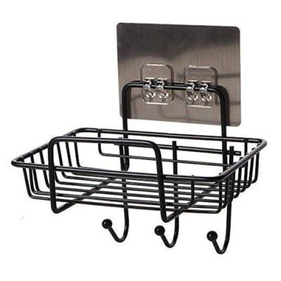 Sulfar Self-Adhesive Bathroom Shelf for Wall, Shelf Organizer, Kitchen Shelf with Magic Stickers - (Black)
